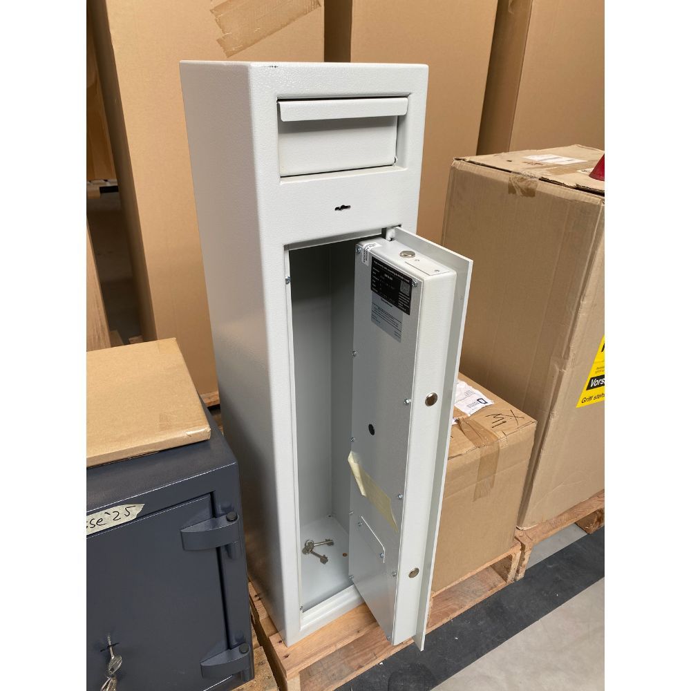 Triton 100 - Einwurftresor Klasse S1 (100 x 25 x 25cm)-Lichtgrau Doppelbartschloss Einzelstück - 4