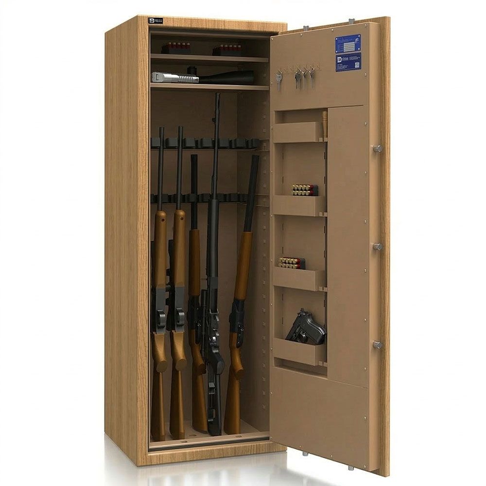 Veteris 16 Eiche - Holz-Waffenschrank (EN1143-1) - (150 x 55 x 45cm)-Eiche-Widerstandsgrad 1-Zahlenschloss - 1