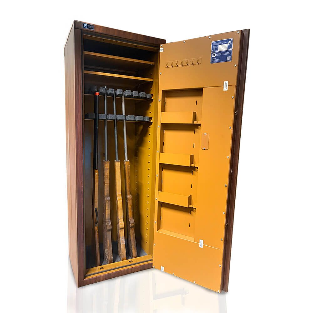 Veteris 16 Walnuss - Holz-Waffenschrank (EN1143-1) - (150 x 55 x 45cm)-Walnuss-Widerstandsgrad 1-Zahlenschloss - 0