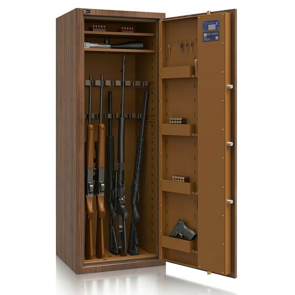 Veteris 16 Walnuss - Holz-Waffenschrank - (150 x 55 x 45cm)-Walnuss-Widerstandsgrad N/0-Zahlenschloss - 3